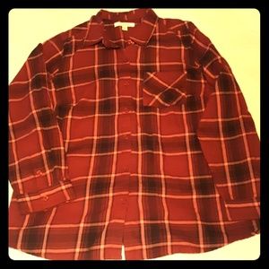 Maroon plaid button down